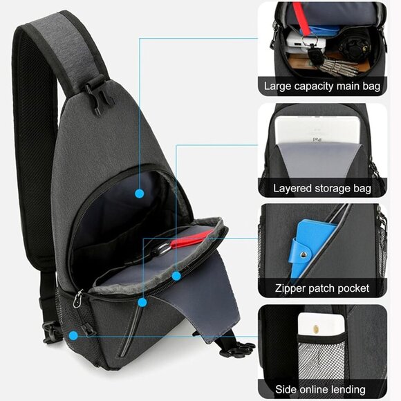 Crossbody Bags Sling Backpack, Sling Bag Cross body Shoulder Bag for Men and Wom - Picture 5 of 9